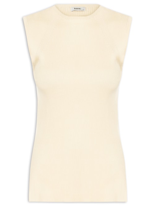 Regata Feminina Tricot Com Fenda Lateral - Bege