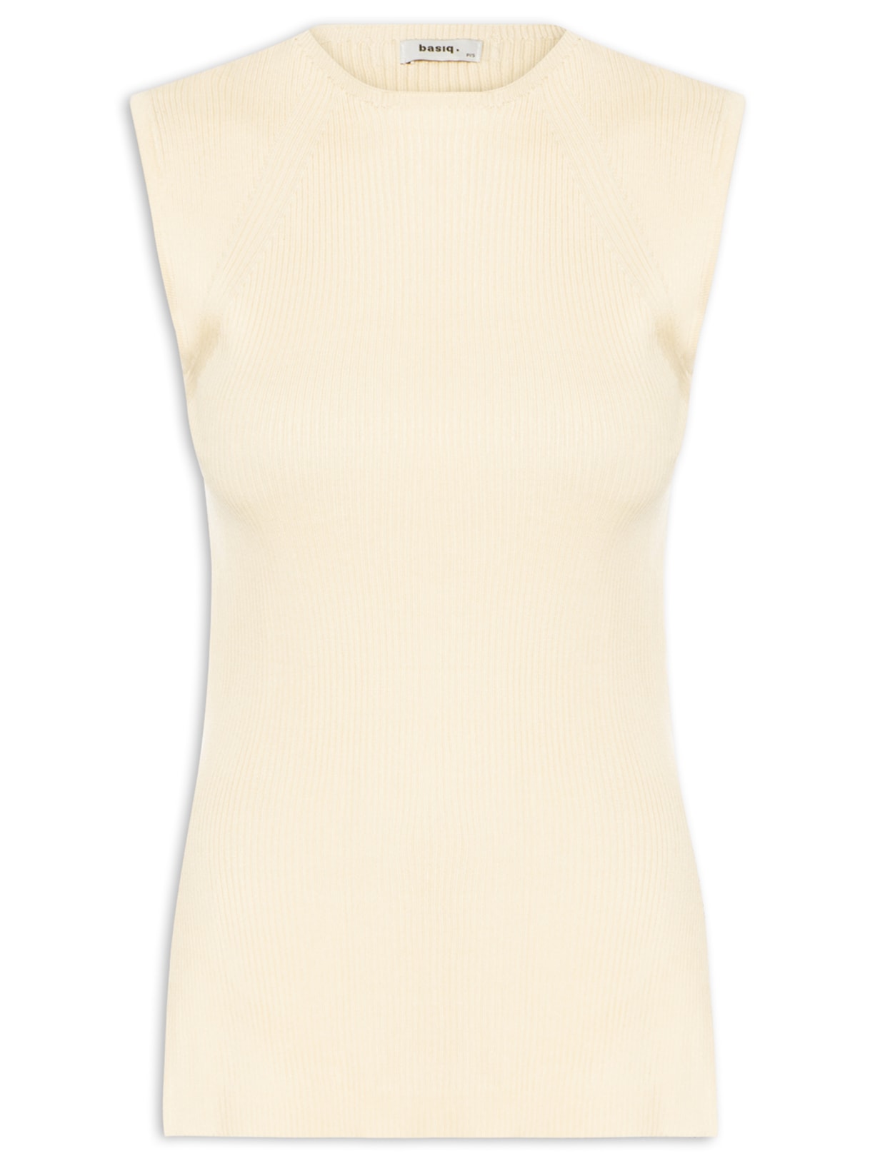 Regata Feminina Tricot Com Fenda Lateral - Bege