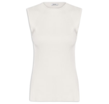 Regata Feminina Tricot Com Fenda Lateral - Off White
