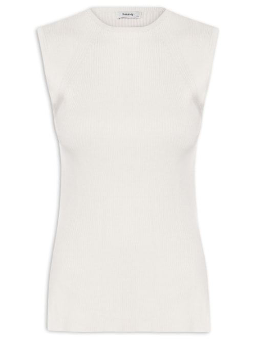 Regata Feminina Tricot Com Fenda Lateral - Off White