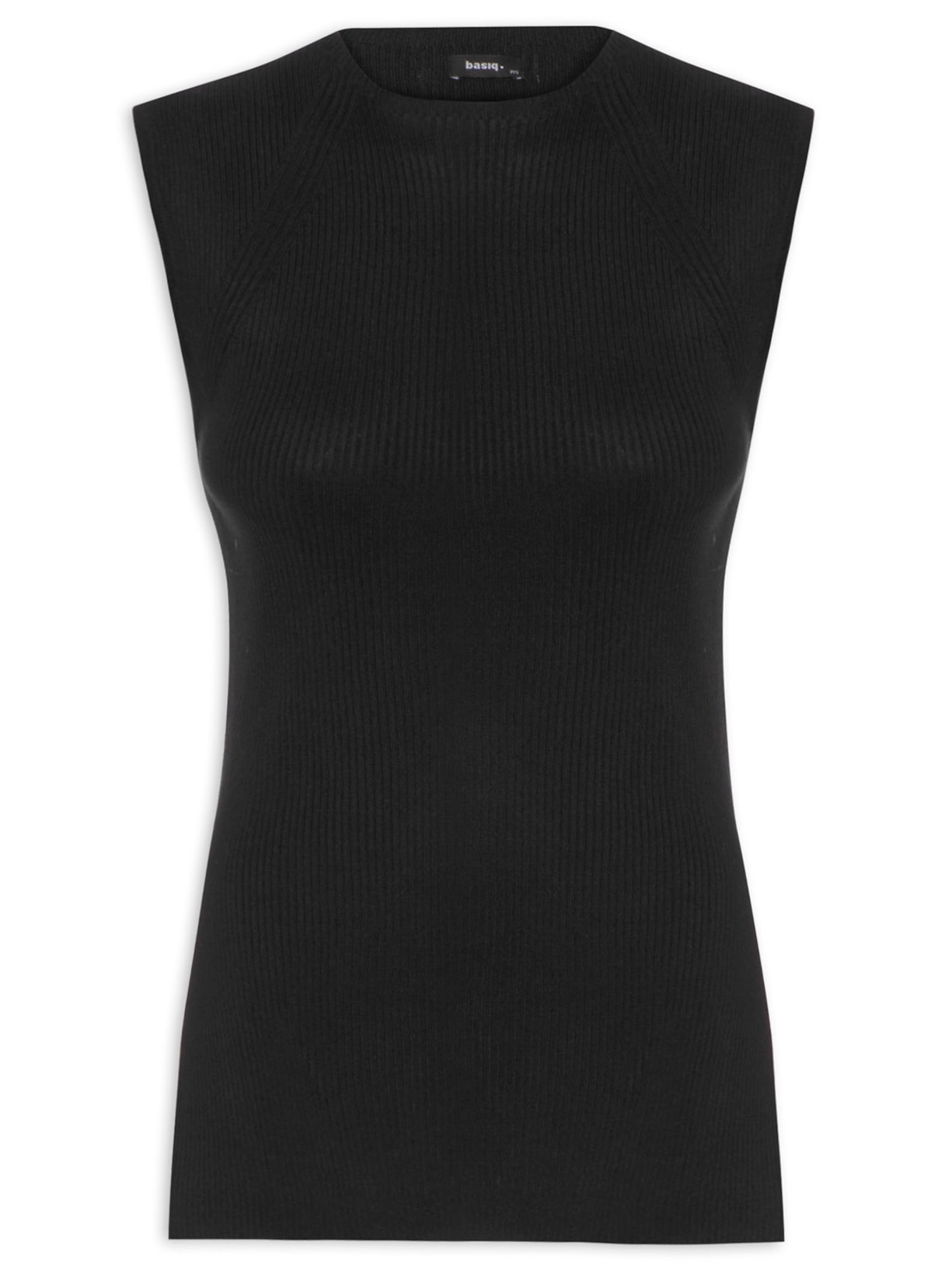 Regata Feminina Tricot Com Fenda Lateral - Preto