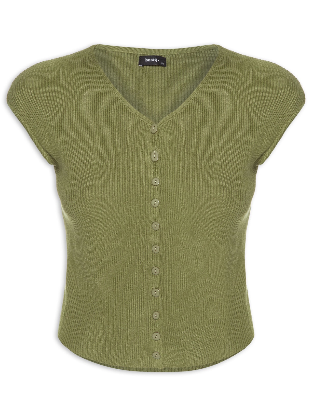 Regata Feminina Tricot De Botão - Verde