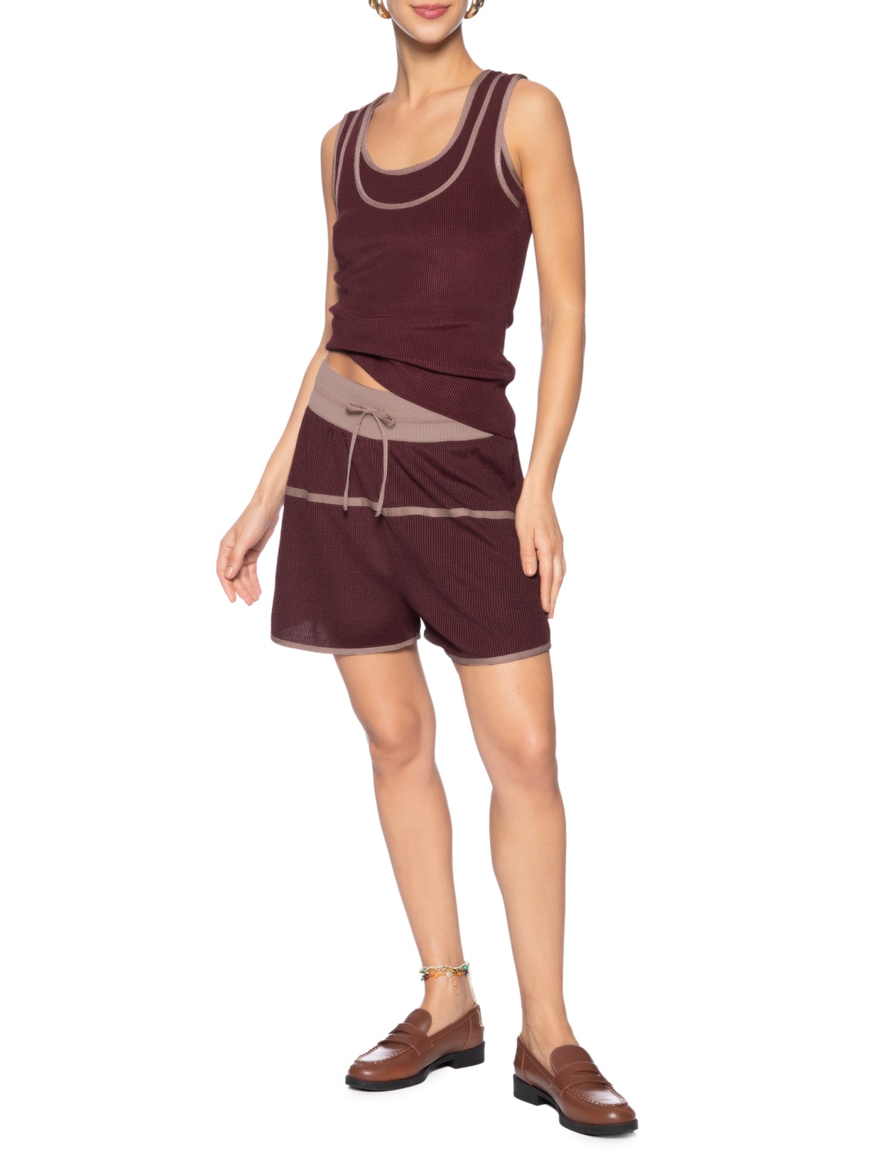 Regata Feminina Tricot Decote Duplo Vermelho Animale Jeans
