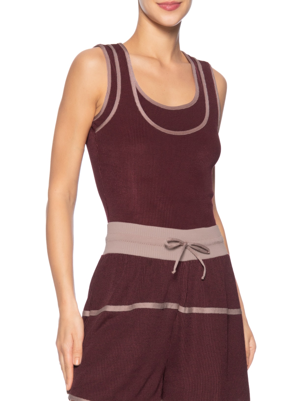 Regata Feminina Tricot Decote Duplo Vermelho Animale Jeans
