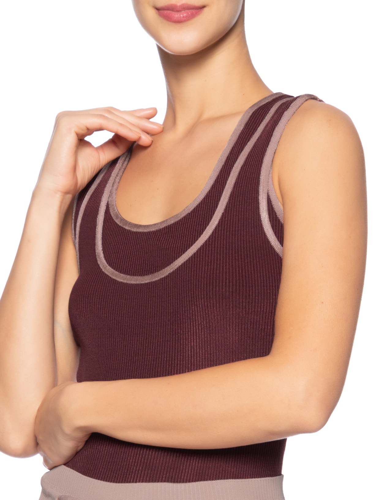 Regata Feminina Tricot Decote Duplo Vermelho Animale Jeans