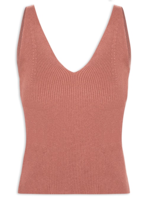 Regata Feminina Tricot Decote V – Bege