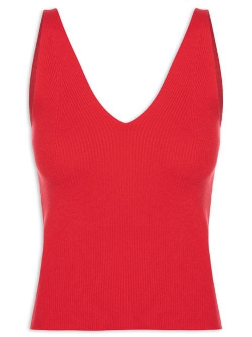 Regata Feminina Tricot Decote V – Vermelho