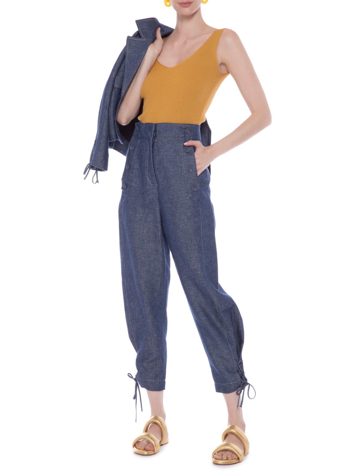 Regata Feminina Tricot Decote V Amarelo '2Essential