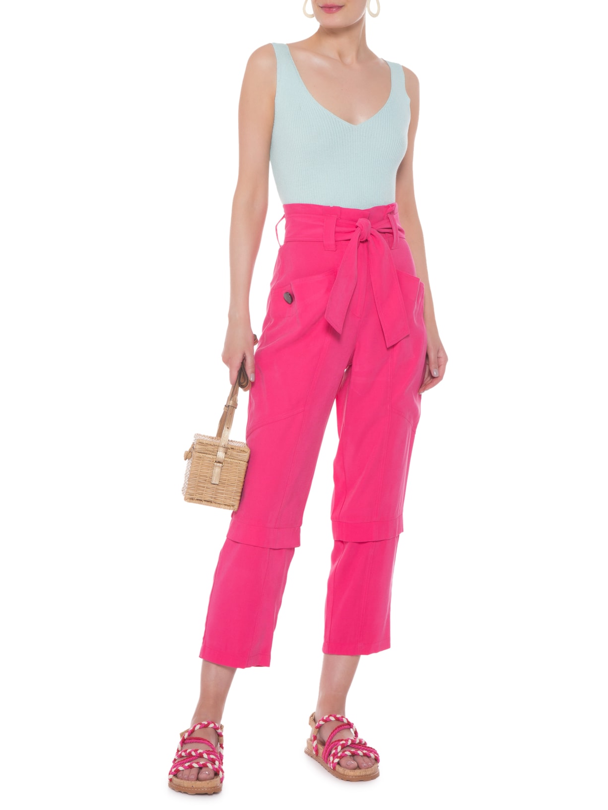 Regata Feminina Tricot Decote V Azul '2Essential