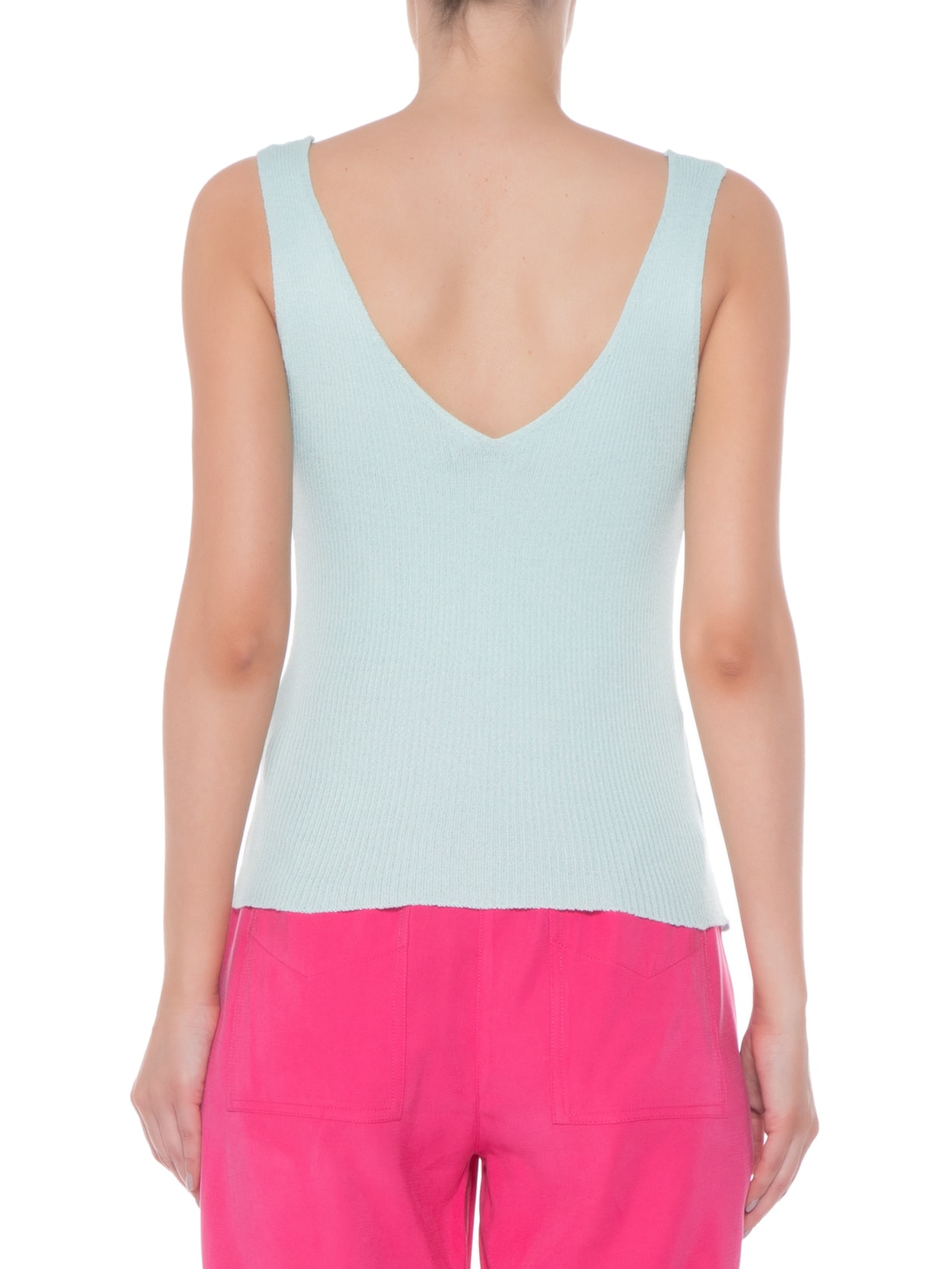 Regata Feminina Tricot Decote V Azul '2Essential