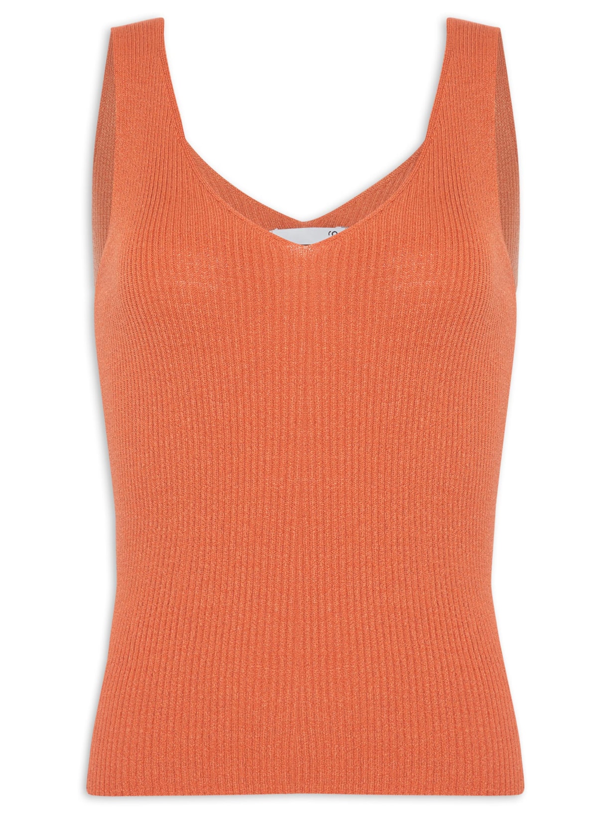 Regata Feminina Tricot Decote V - Laranja