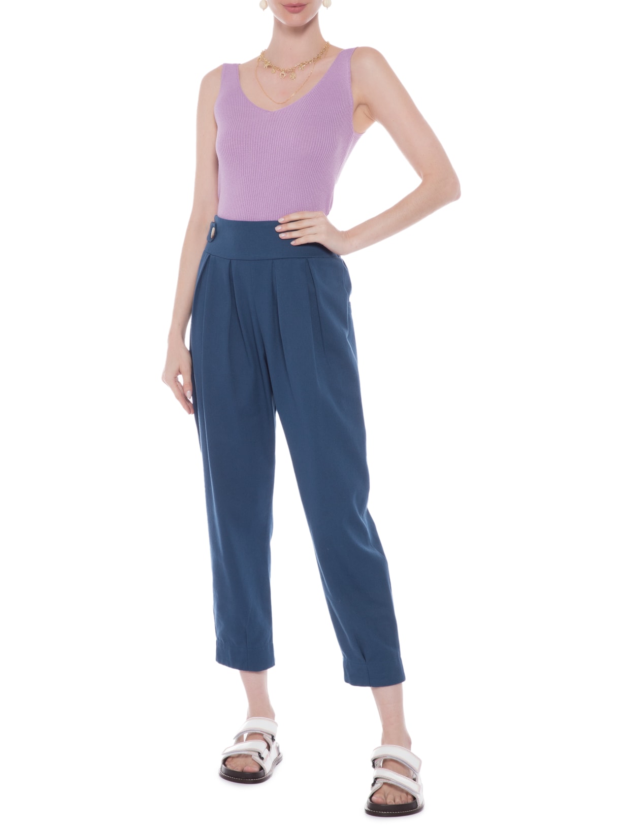 Regata Feminina Tricot Decote V Lilás '2Essential