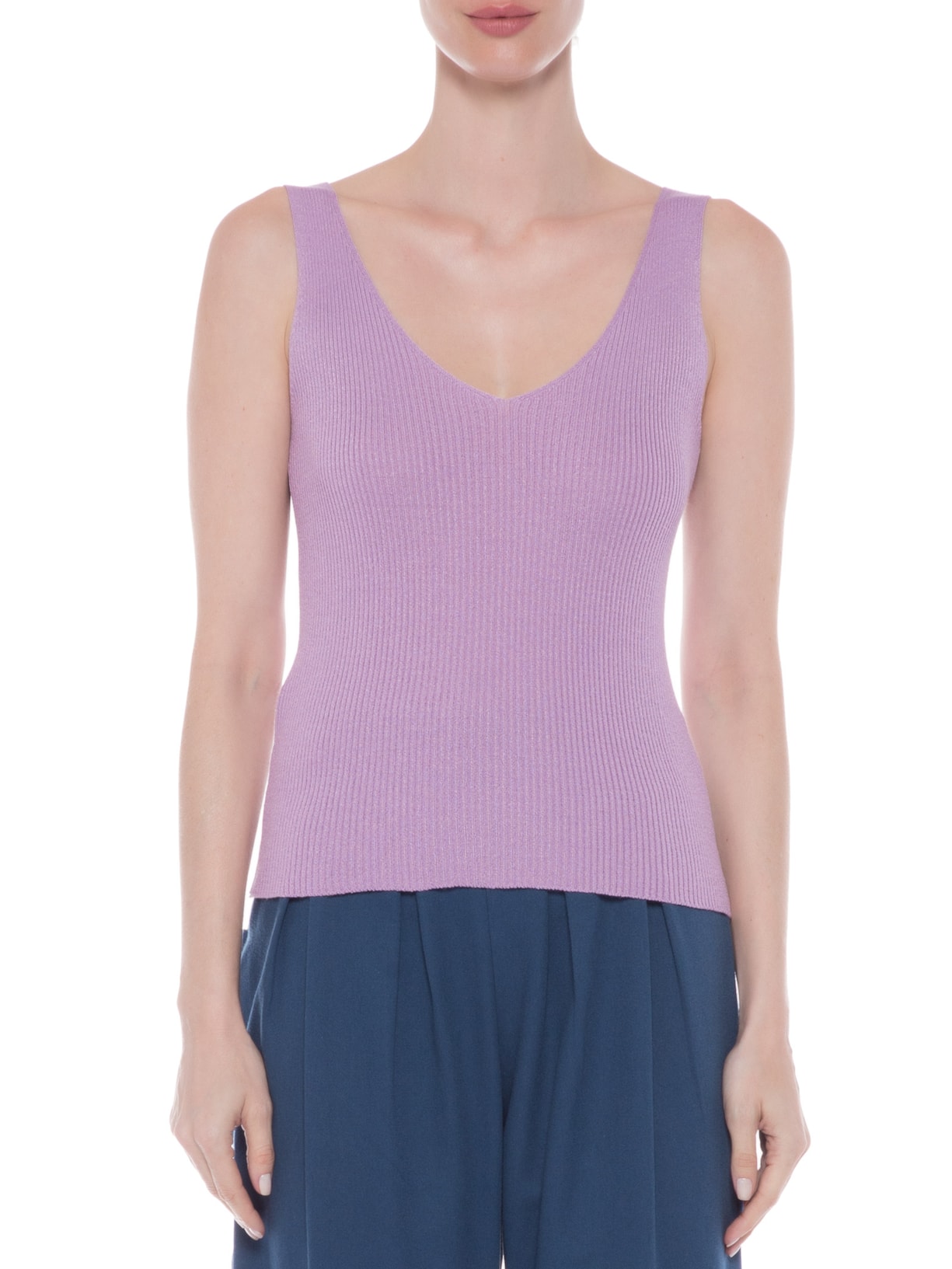 Regata Feminina Tricot Decote V Lilás '2Essential