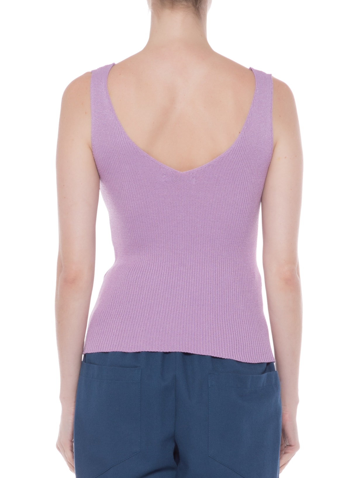 Regata Feminina Tricot Decote V Lilás '2Essential