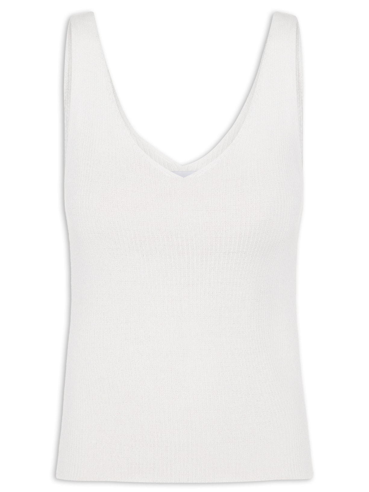 Regata Feminina Tricot Decote V - Off White