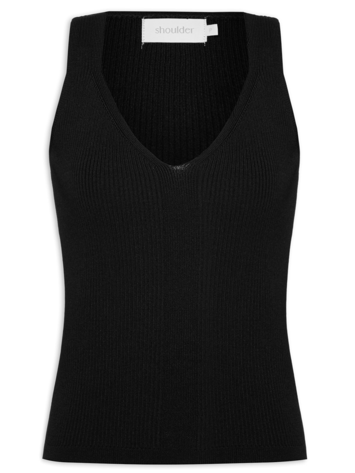Regata Feminina Tricot Decote V - Preto
