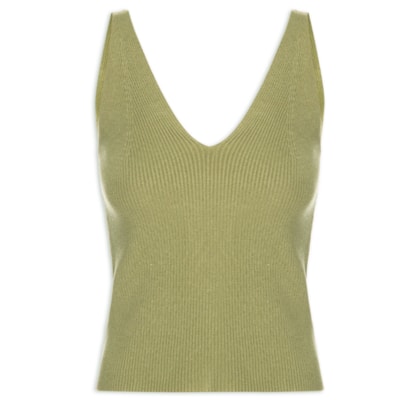 Regata Feminina Tricot Decote V - Verde