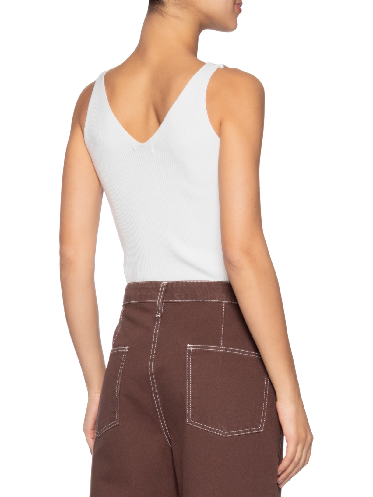 Regata Feminina Tricot Decote V – Branco Basiq