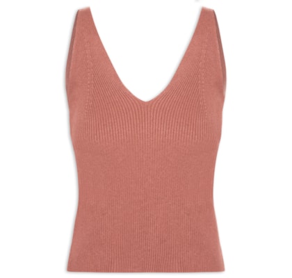 Regata Feminina Tricot Decote V – Marrom