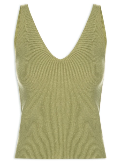 Regata Feminina Tricot Decote V – Verde