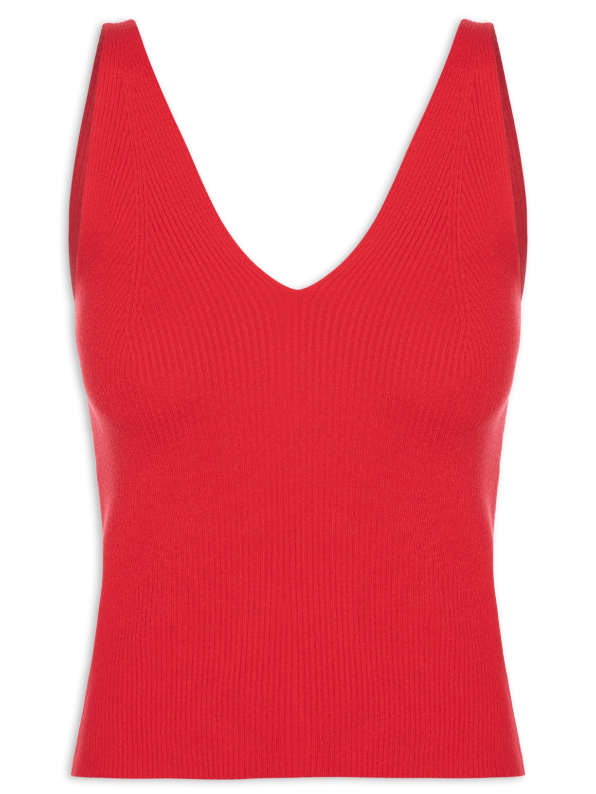 Regata Feminina Tricot Decote V – Vermelho Basiq