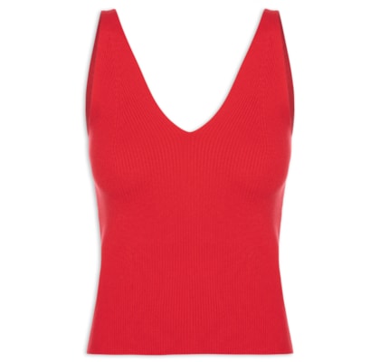 Regata Feminina Tricot Decote V – Vermelho