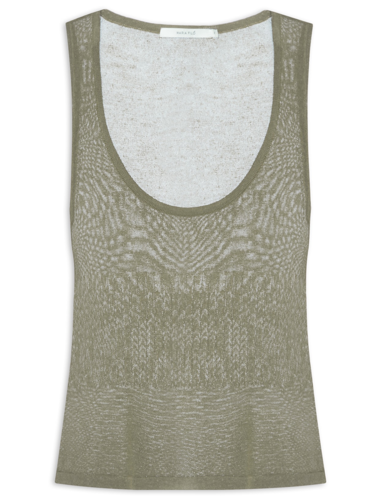 Regata Feminina Tricot Detalhe Canelado - Bege