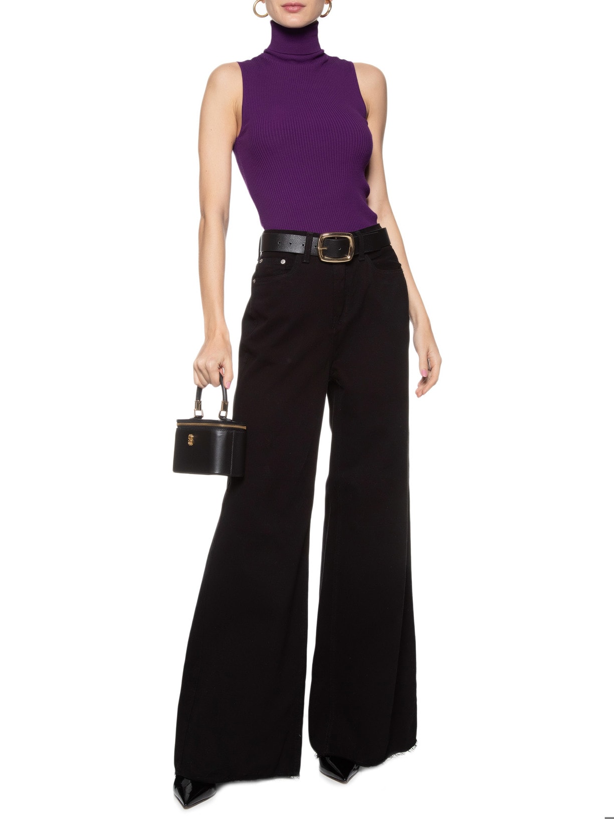 Regata Feminina Tricot Gola Alta Básica Roxo Animale Jeans