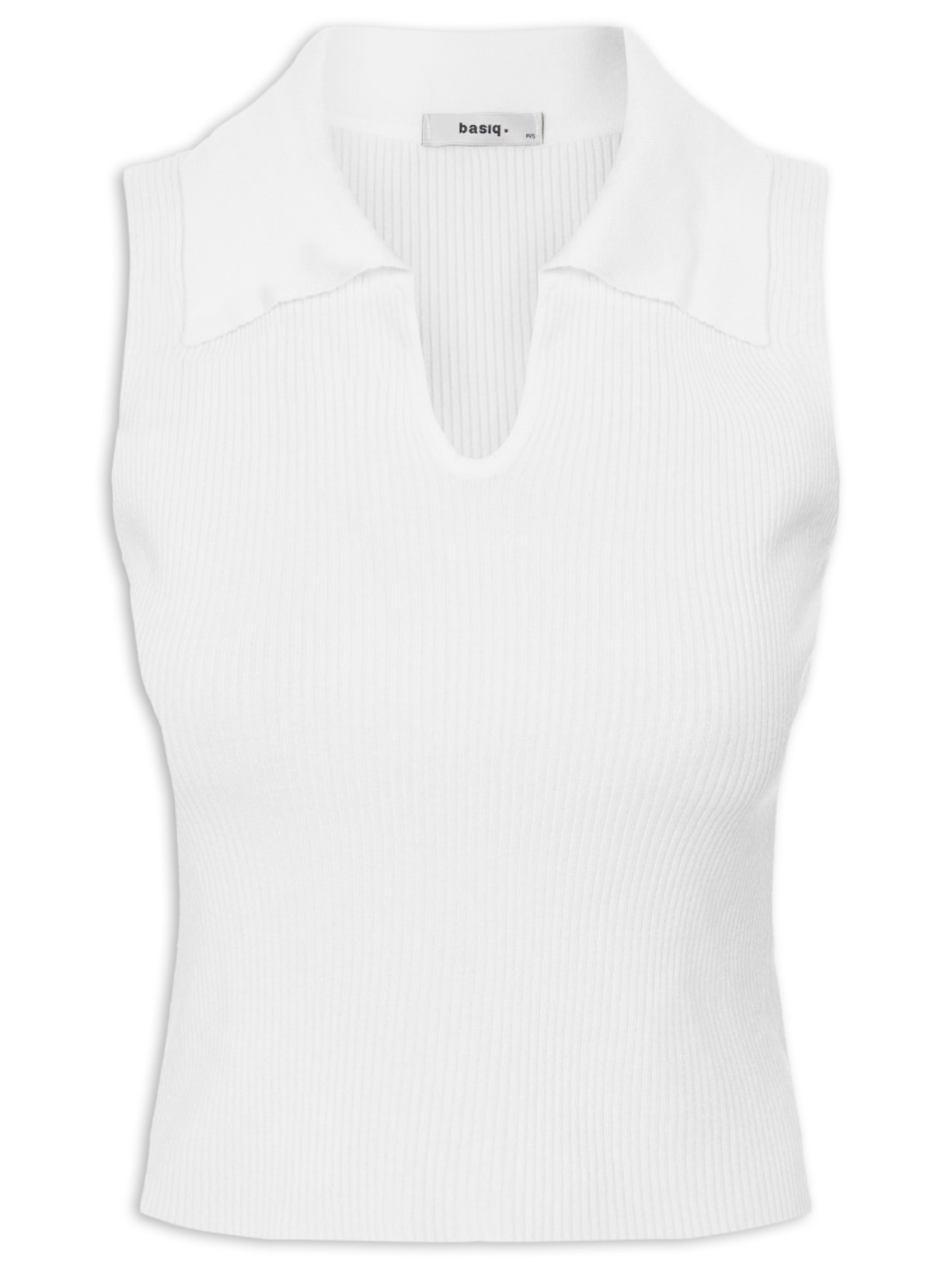 Regata Feminina Tricot Gola Polo - Branco