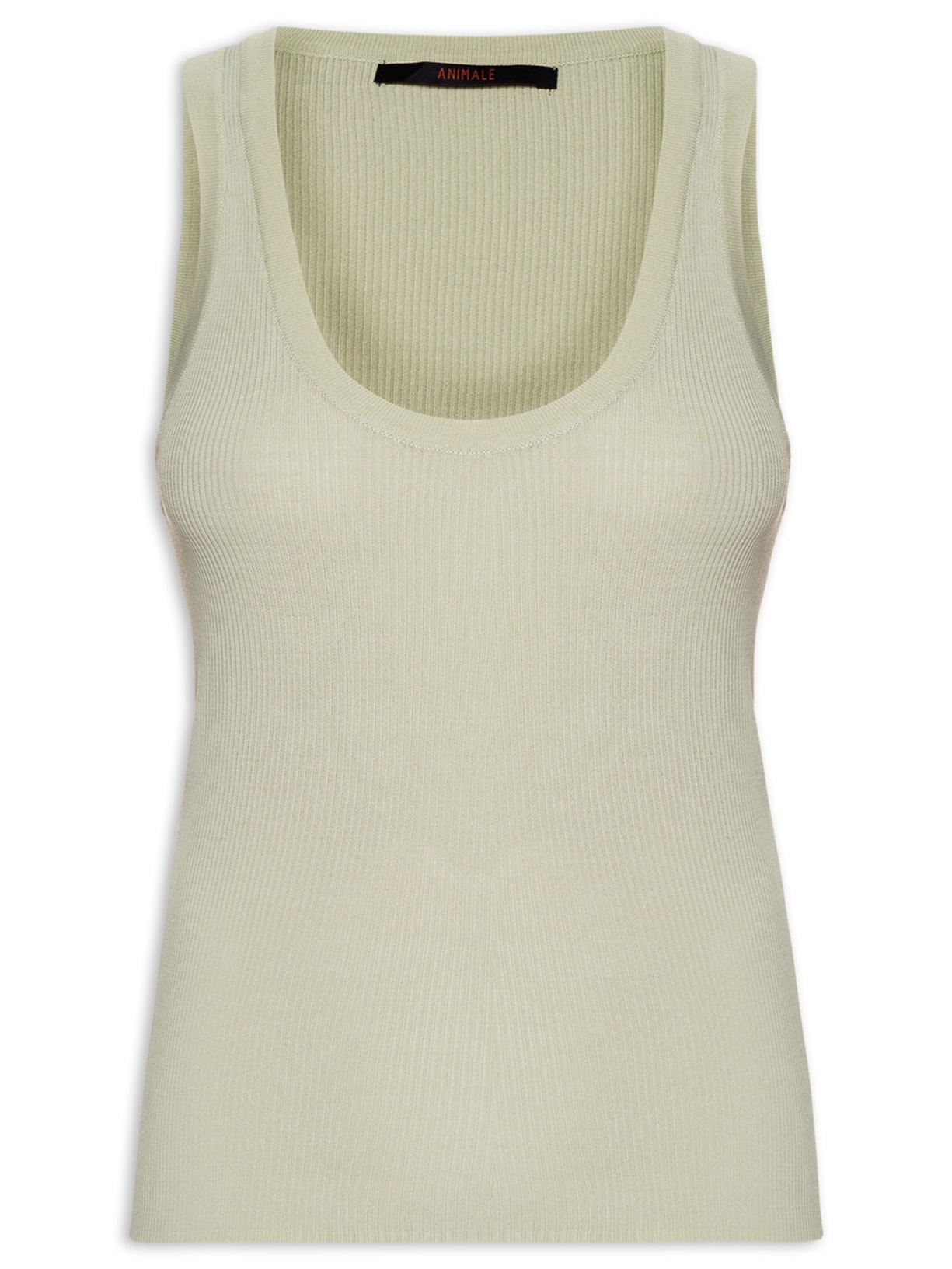 Regata Feminina Tricot Gola U Canelada Color - Verde