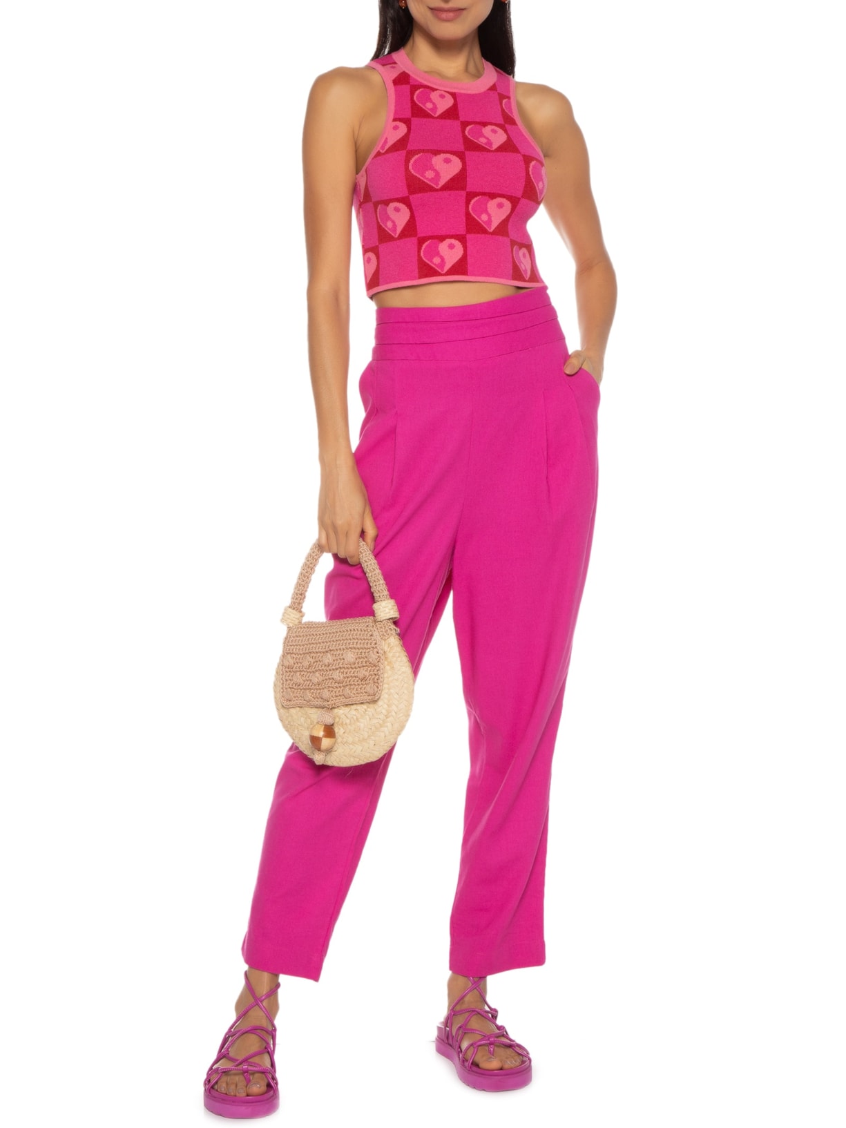 Regata Feminina Tricot Jacquard Yang Rosa Dress To