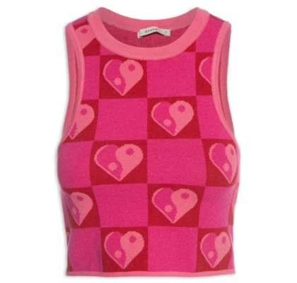 Regata Feminina Tricot Jacquard Yang - Rosa