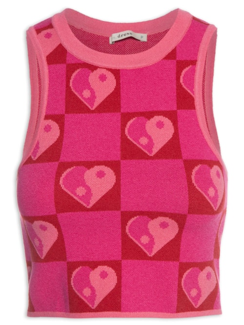 Regata Feminina Tricot Jacquard Yang - Rosa