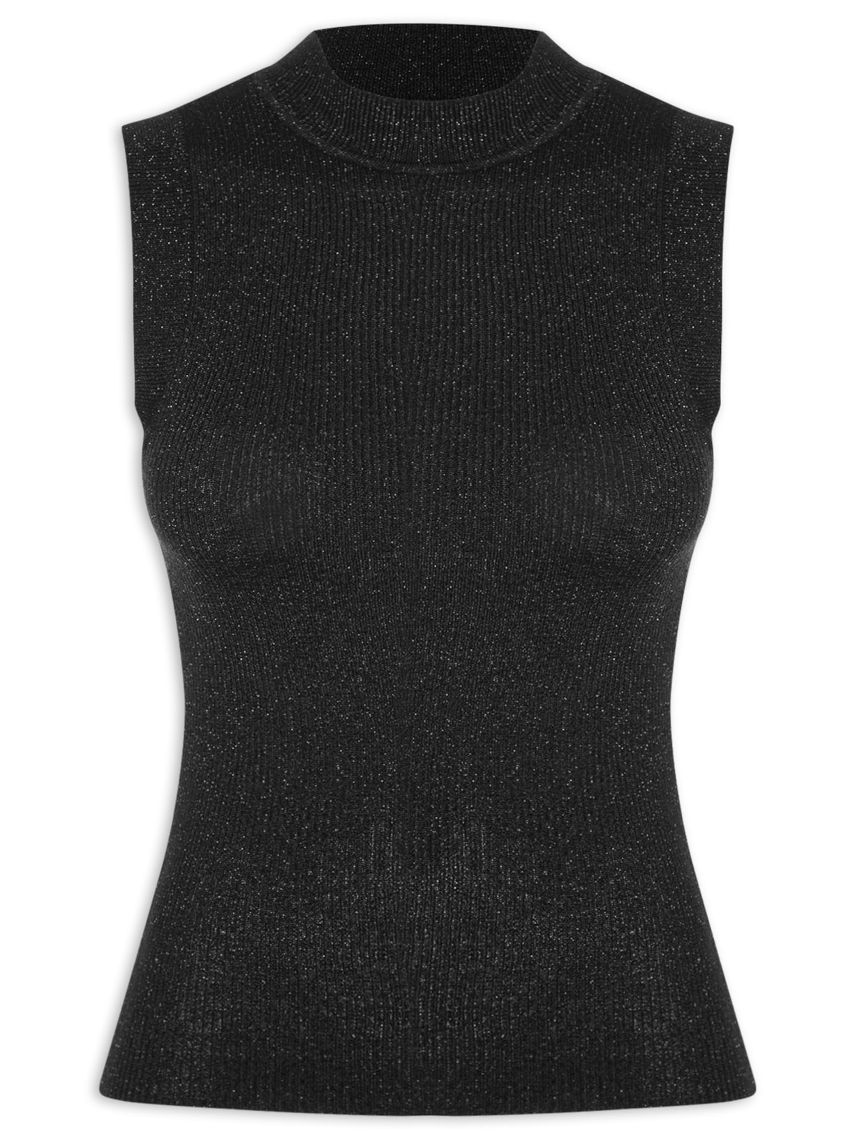 Regata feminina tricot Lisa Com Lurex Preto Animale