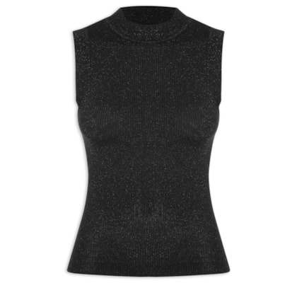 Regata feminina tricot Lisa Com Lurex - Preto