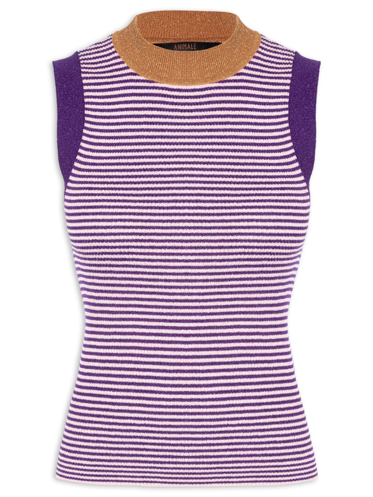 Regata Feminina Tricot Listrada Com Lurex Colors - Roxo