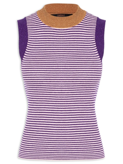 Regata Feminina Tricot Listrada Com Lurex Colors - Roxo