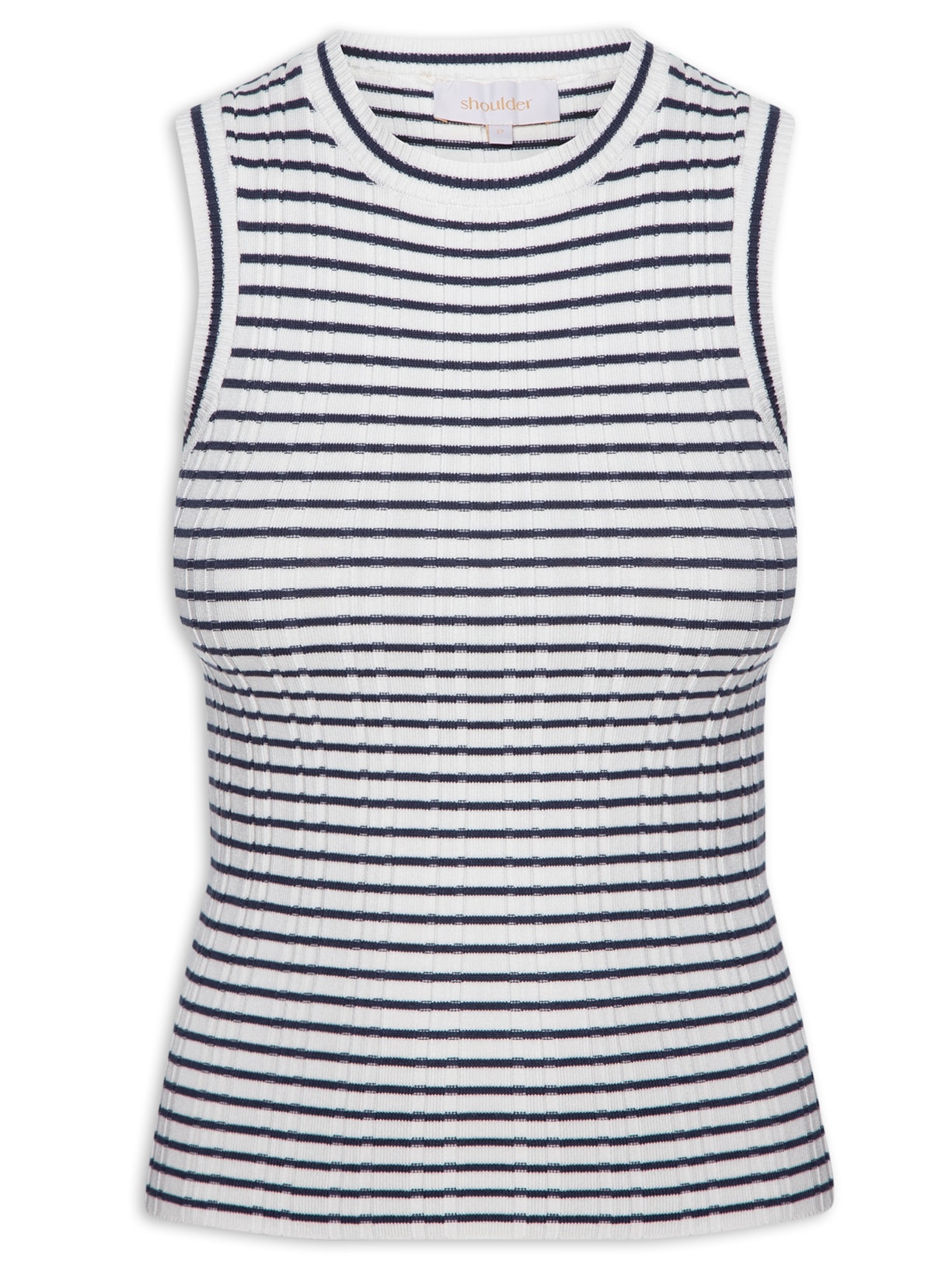 Regata Feminina Tricot Listras - Azul