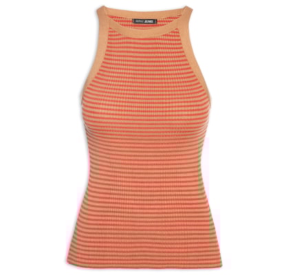 Regata Feminina Tricot Listras - Marrom