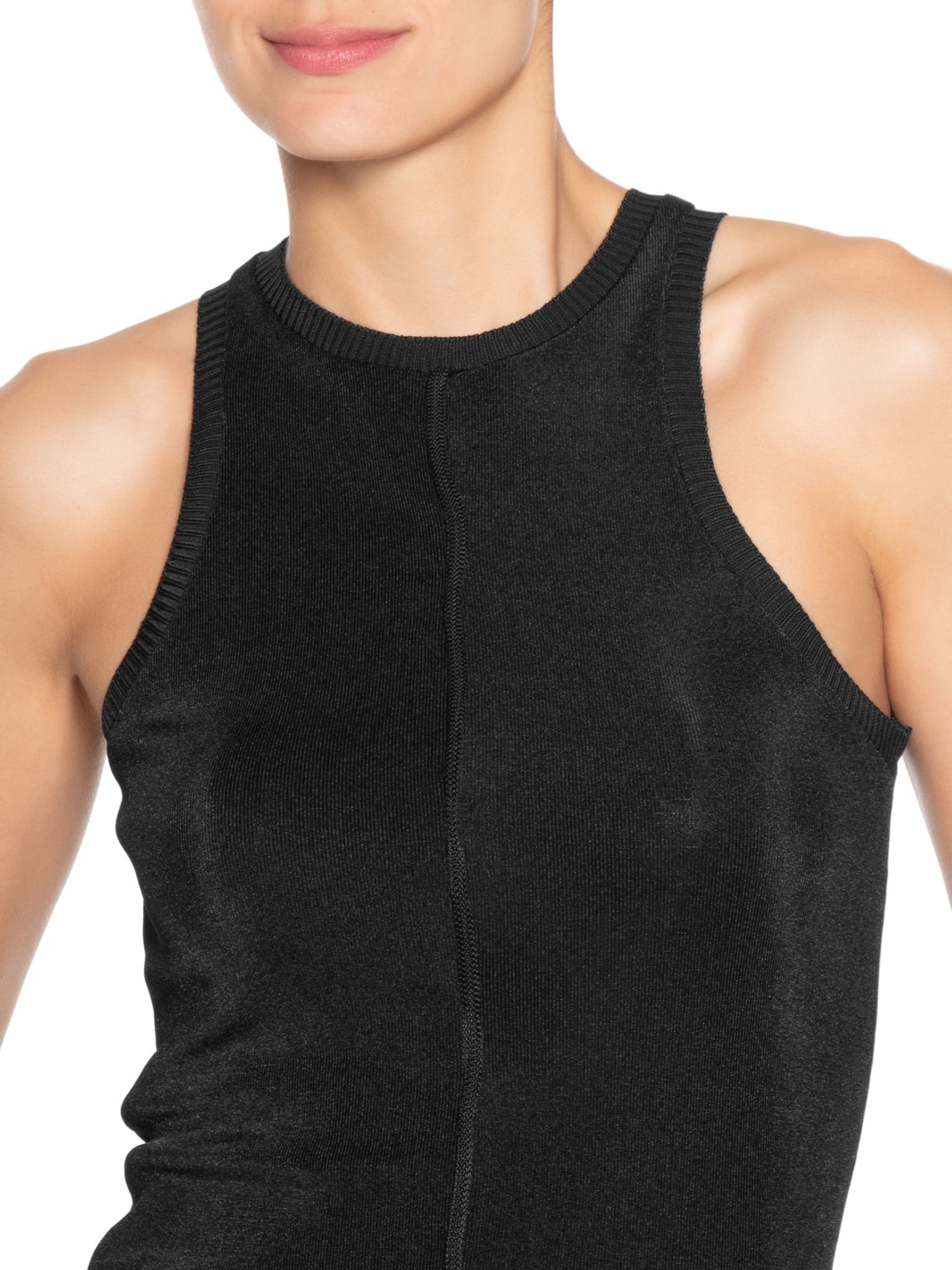 Regata Feminina Tricot Malha Detalhe Retilínea Preto Dress To