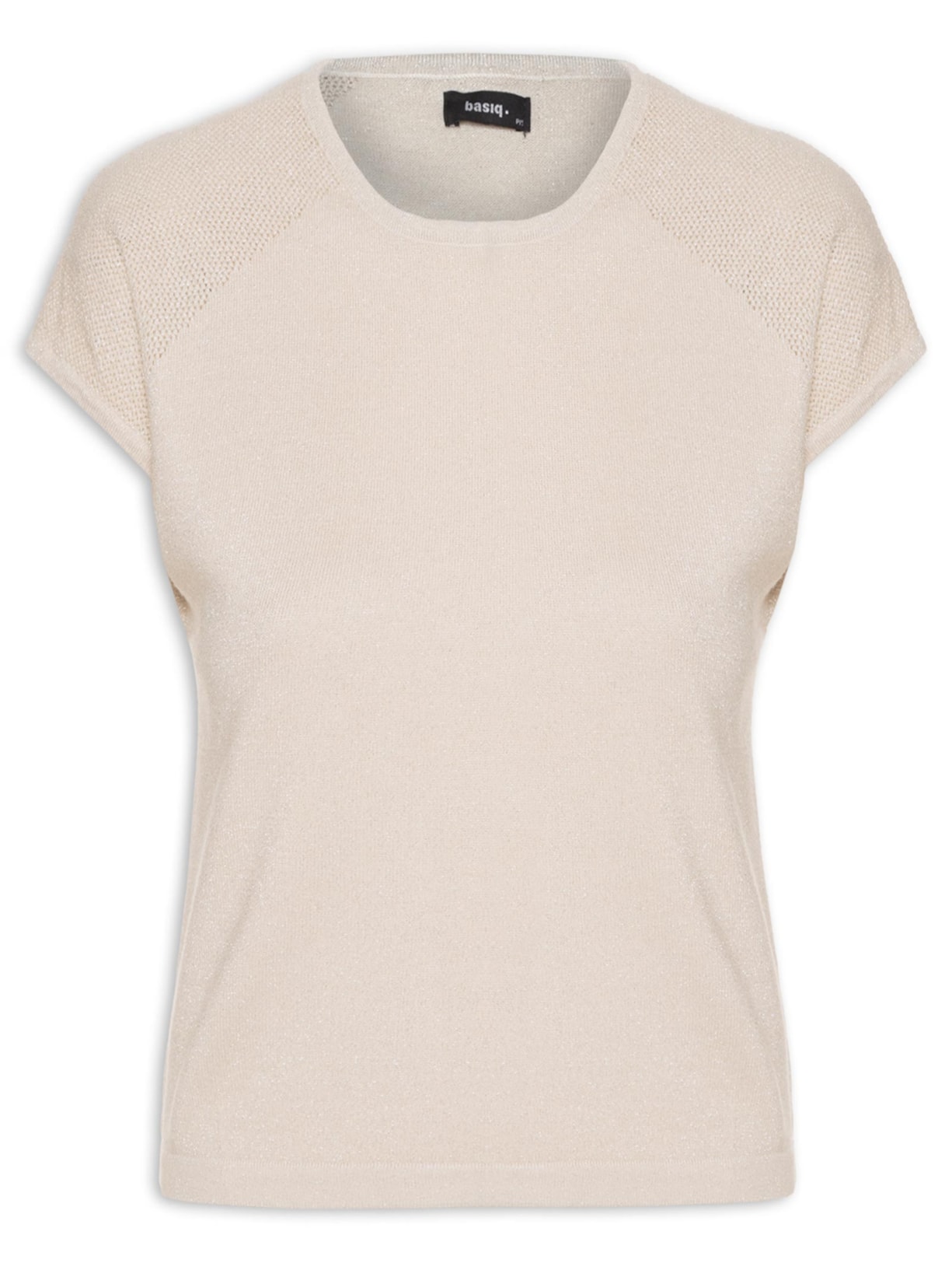 Regata Feminina Tricot Manga Japonesa - Bege