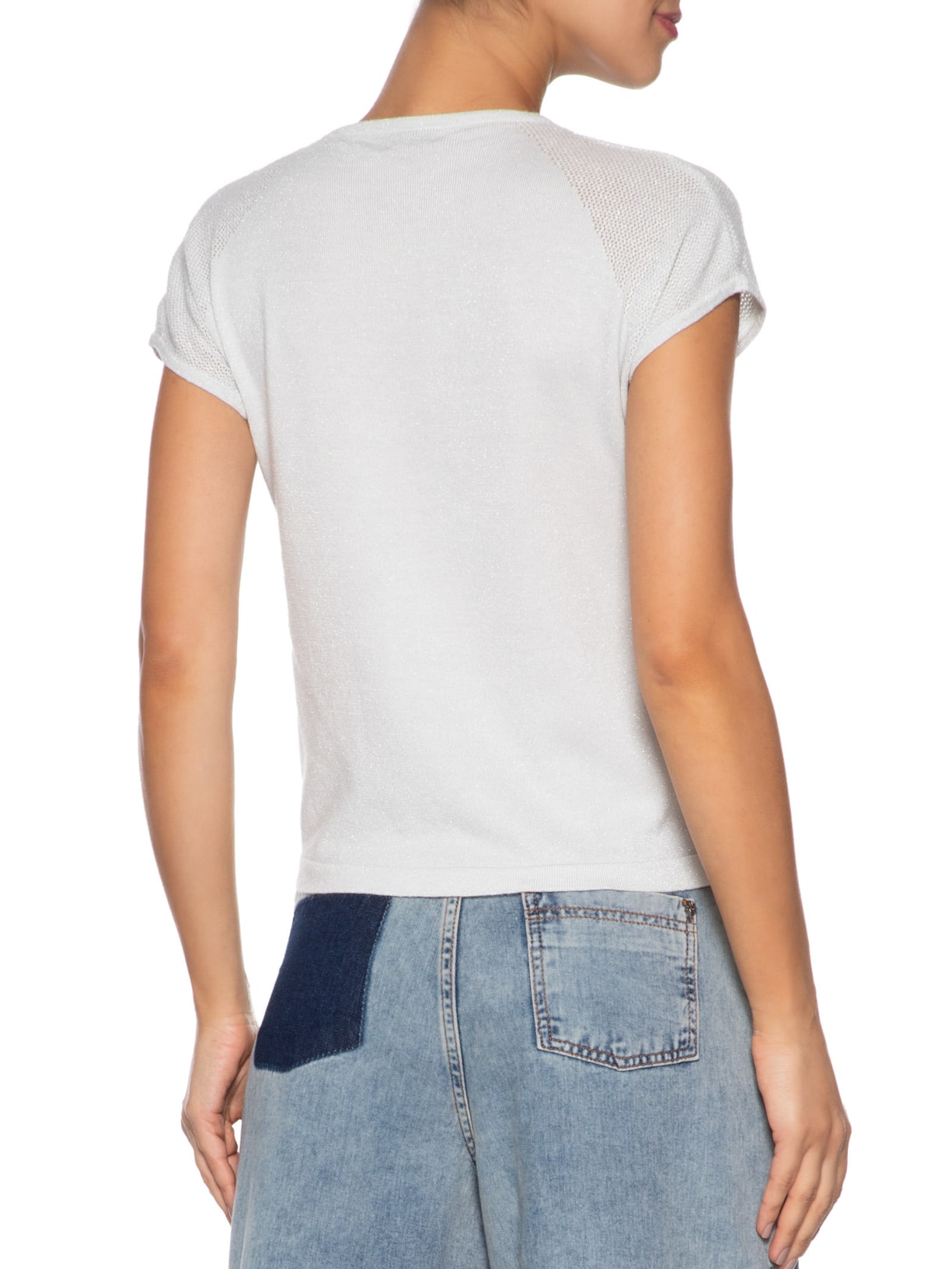 Regata Feminina Tricot Manga Japonesa Branco Basiq