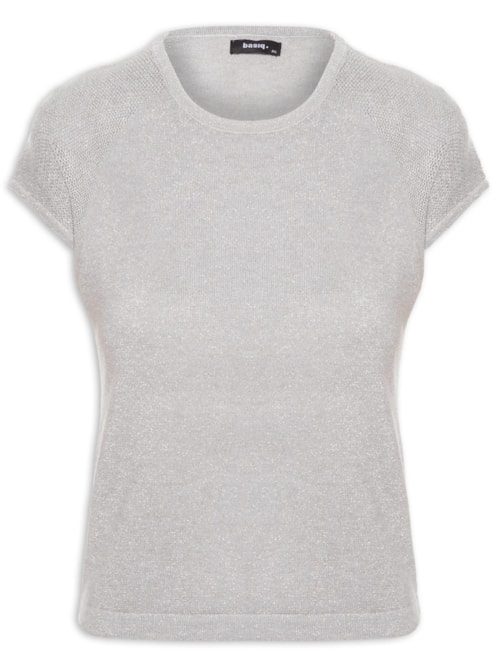 Regata Feminina Tricot Manga Japonesa - Cinza