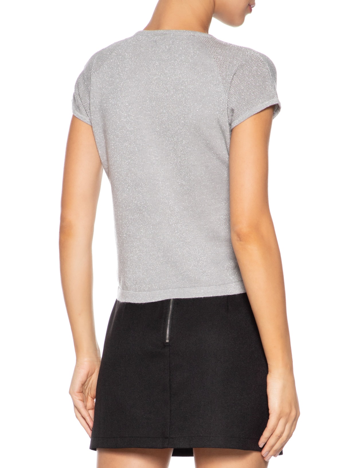 Regata Feminina Tricot Manga Japonesa Cinza Basiq