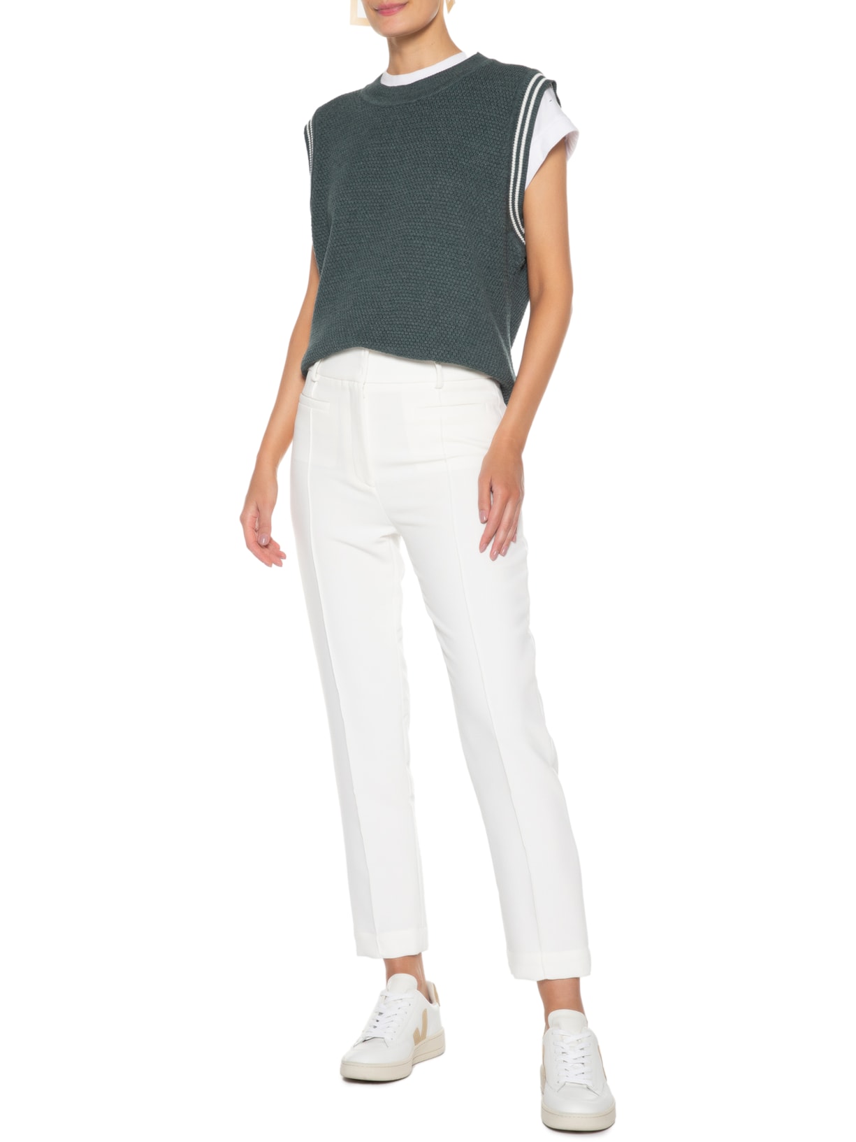 Regata Feminina Tricot Oxford Verde Helena Bordon