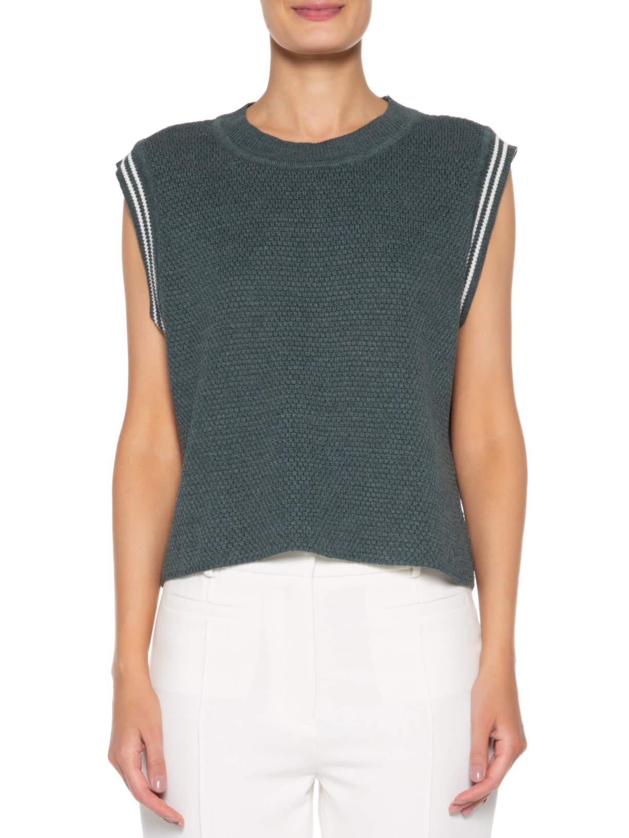 Regata Feminina Tricot Oxford Verde Helena Bordon