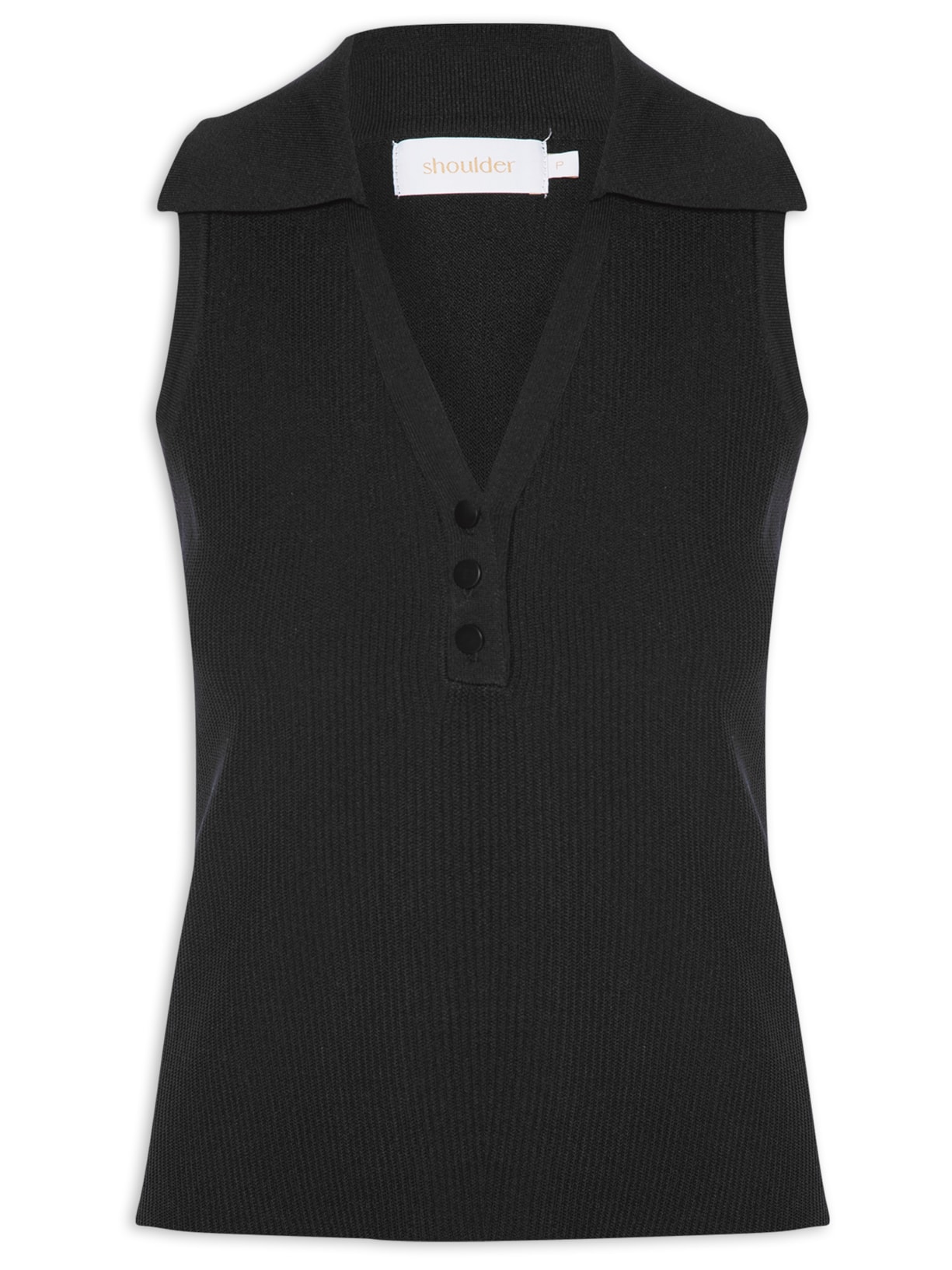 Regata Feminina Tricot Polo - Preto