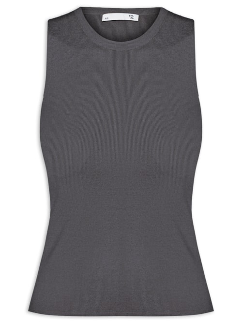 Regata Feminina Tricot Sem Manga - Cinza