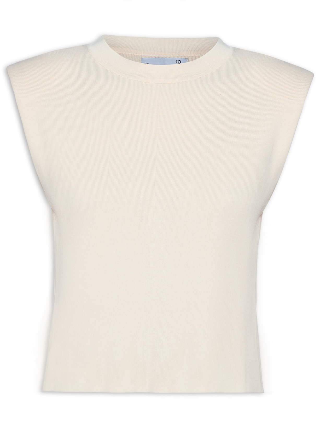 Regata Feminina Tricot Sem Manga Com Ombreira - Bege