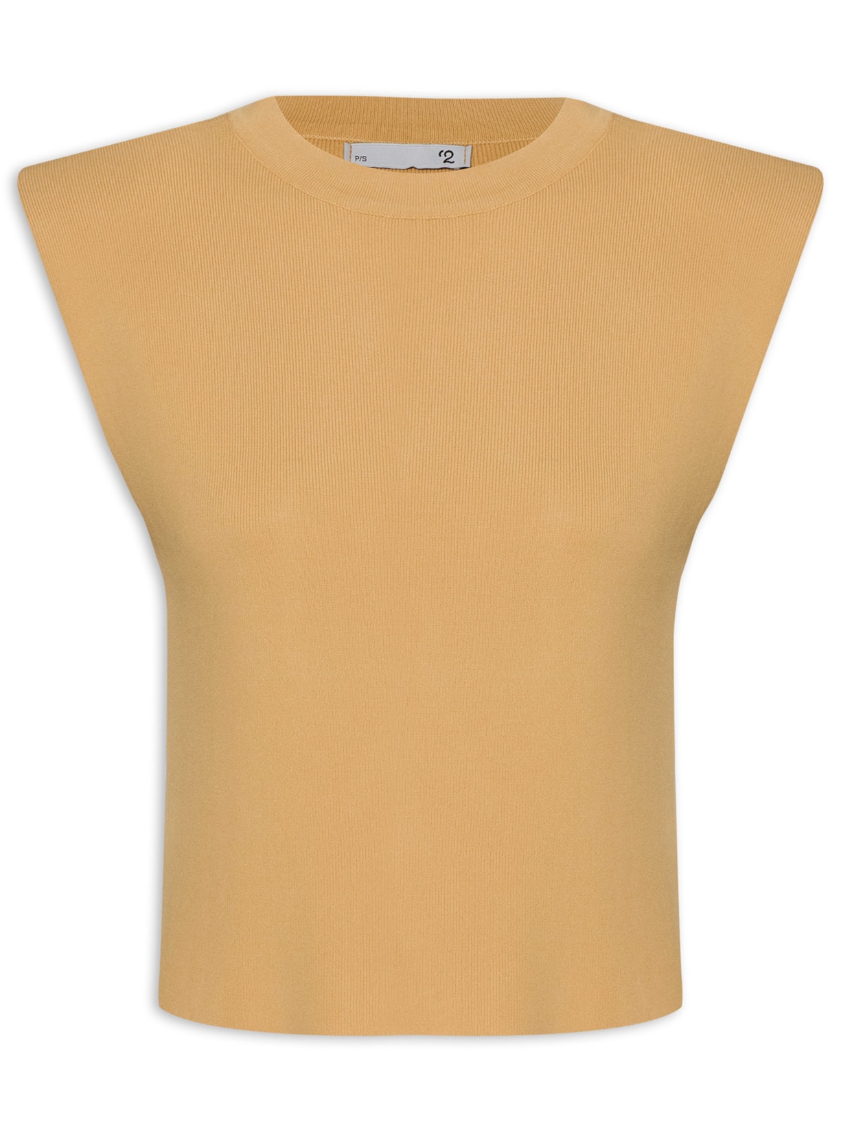 Regata Feminina Tricot Sem Manga Com Ombreira - Bege